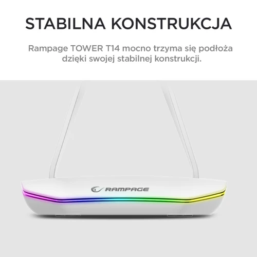 Stojak na słuchawki Rampage Tower T14 RGB  HUB USB White