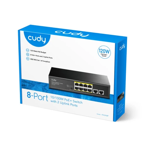 Switch Cudy FS1010P Przełącznik sieciowy 8-portowy PoE+ 120W