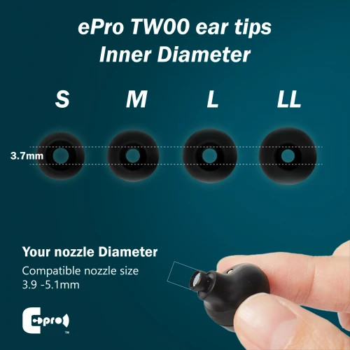 Tipsy do słuchawek dokanałowych ePro Horn-Shaped Tips TW00 L (2 pary)