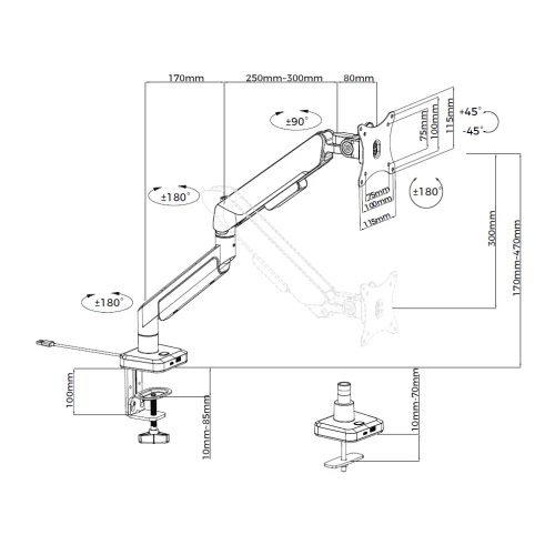 Uchwyt do monitora Anda Seat Stealth II Pro RGB 17-42" Czarny