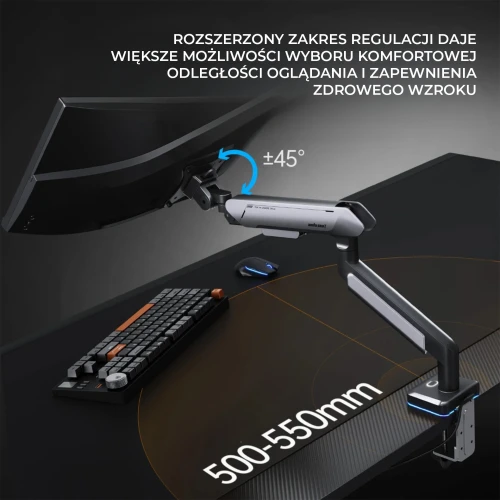 Uchwyt do monitora Anda Seat Stealth II Pro RGB 17-42" Titanium