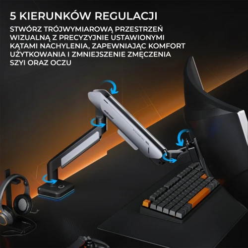 Uchwyt do monitora Anda Seat Stealth II Pro RGB 17-42" Titanium