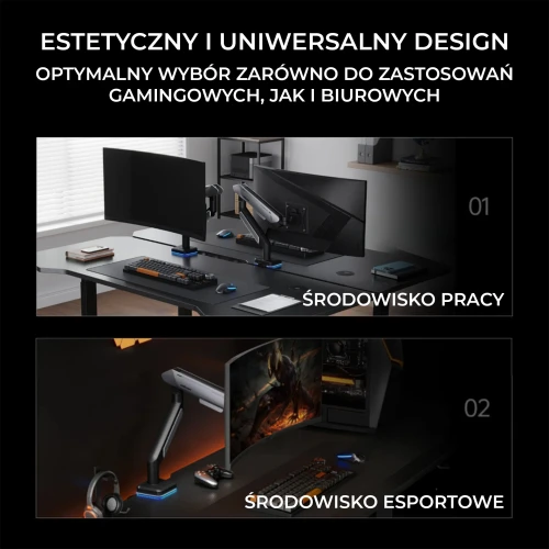 Uchwyt do monitora Anda Seat Stealth II Pro RGB 17-42" Titanium