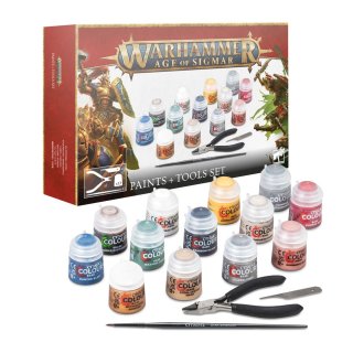 Warhammer Age of Sigmar AOS Paints + Tools Set