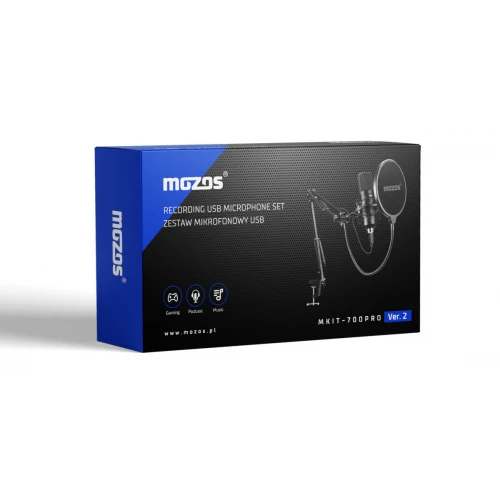 Zestaw MOZOS MKIT-700PRO V2 USB Mikrofon, Statyw, Pop-Filtr, Koszyk